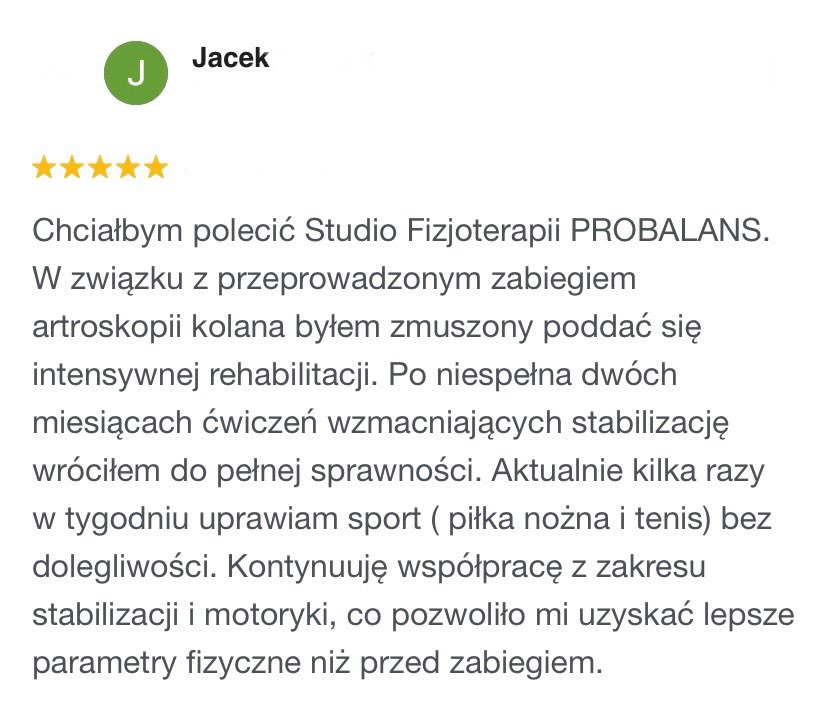 Opinia zadowolonego pacjenta po operacji kolana