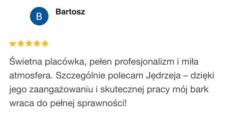 Zadowolony pacjent o rehabilitacji opinia Google