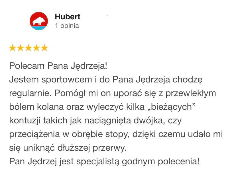 Opinia zadowolonego pacjenta po fizjoterapii sportowej