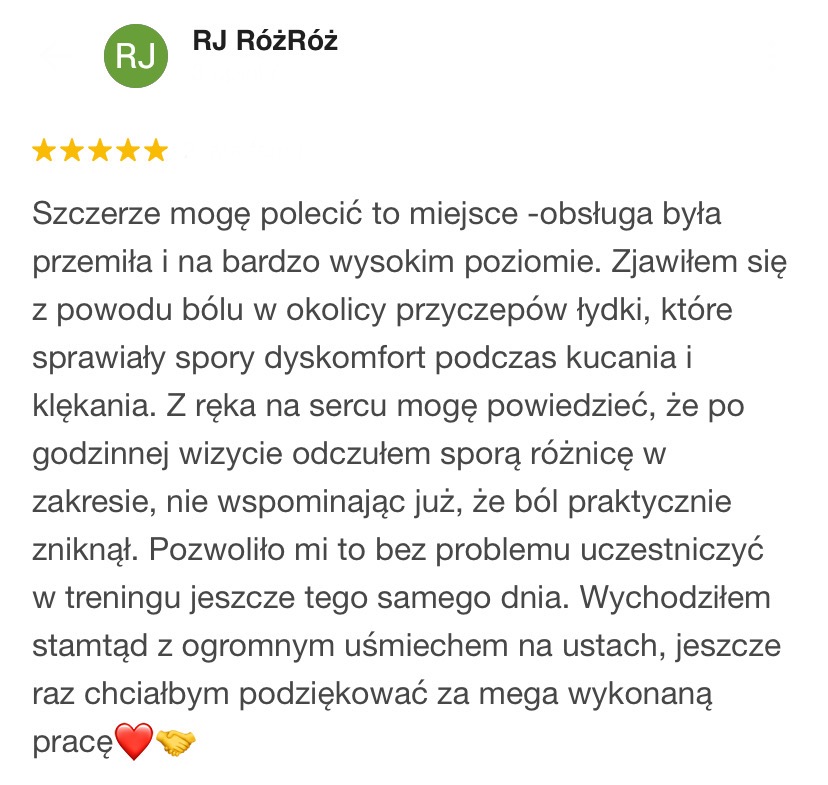 Pozytywna recenzja z Google o PRO BALANS Skórzewo