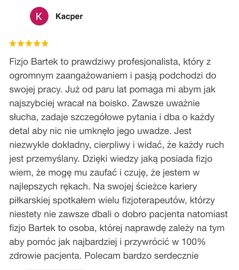 Pozytywna recenzja z Google o PRO BALANS Skórzewo