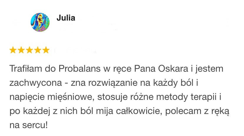 Zadowolony pacjentki o rehabilitacji – opinia Google