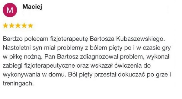 Zadowolony pacjent o rehabilitacji w PRO BALANS w Skórzewie