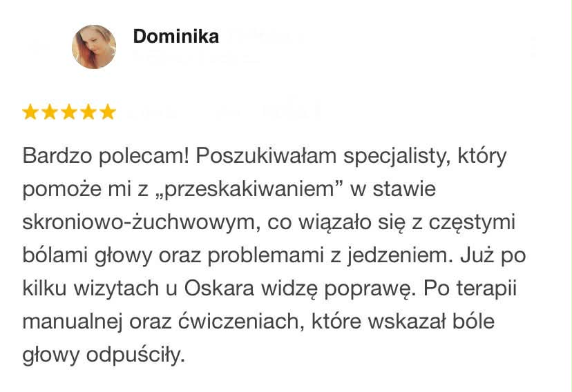Fizjoterapia bruksizm staw skroniowo żuchwowy Wysogotowo Przeźmierowo Skórzewo