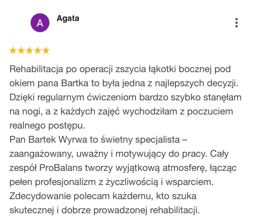 Rehabilitacja po operacji łąkotki Skórzewo Wysogotowo